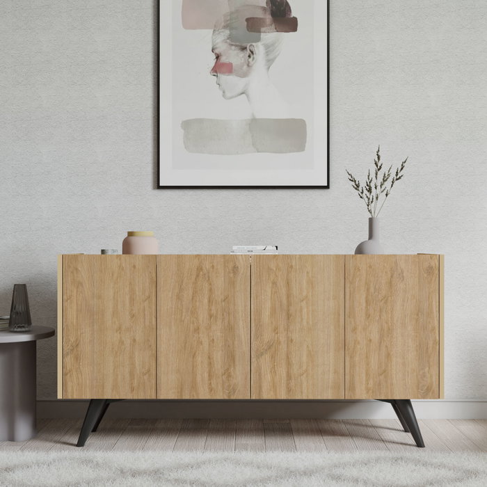 Hanah Home Consola Pekin Roble con Estanterías, Mueble Auxiliar para Salón o Pasillo, 150x76x40 cm